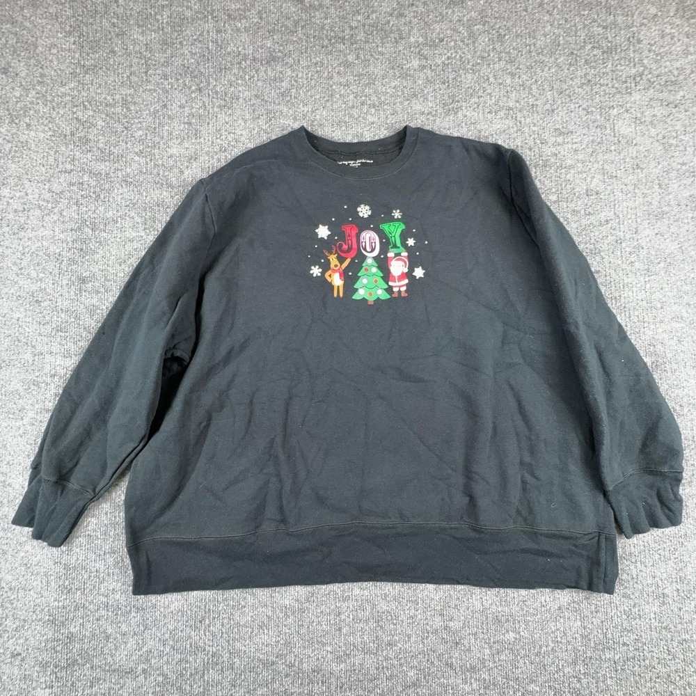 Just My Size Sweatshirt Womens 4X Black Santa Joy Christmas Fleece‎ Pullover